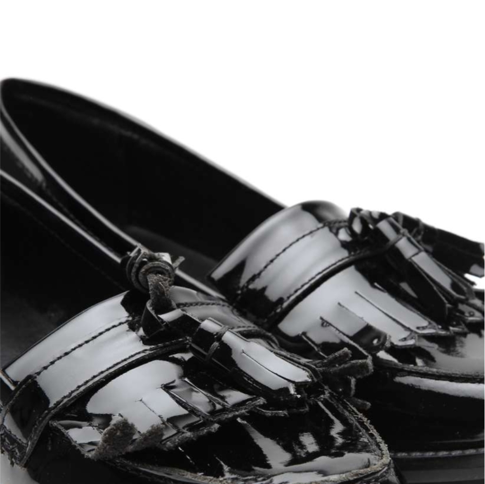 BN ALDO Shiny Black Tassel Fringed Loafers Sz US 8 Chic Elegant Versatile - Picture 4 of 9